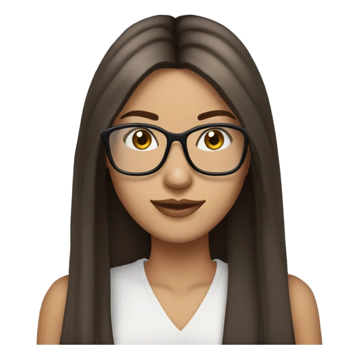 Beautiful brunette straight long hair with translucent frame glasses sticker