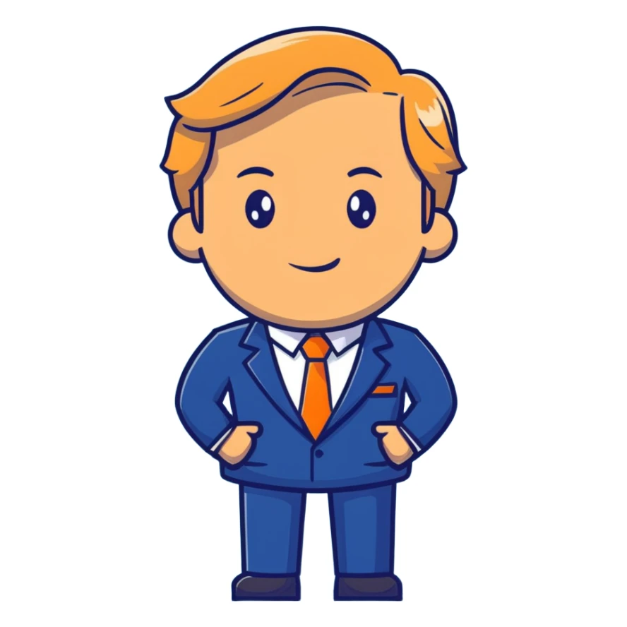 businessman with blonde hair and blue suit sticker