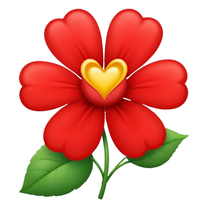 flower with heart-shaped petals and a kiss sticker