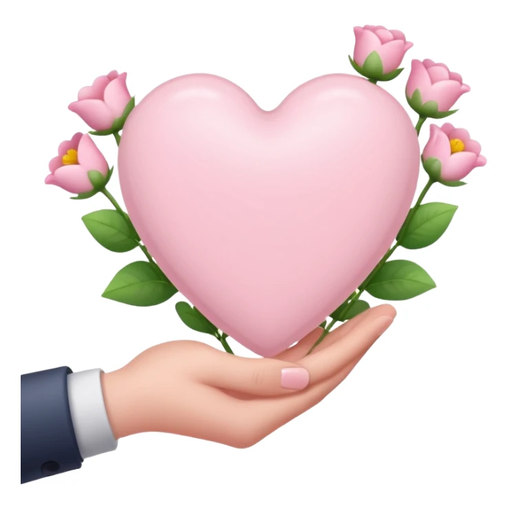Light pink heart in hand with flowers sticker