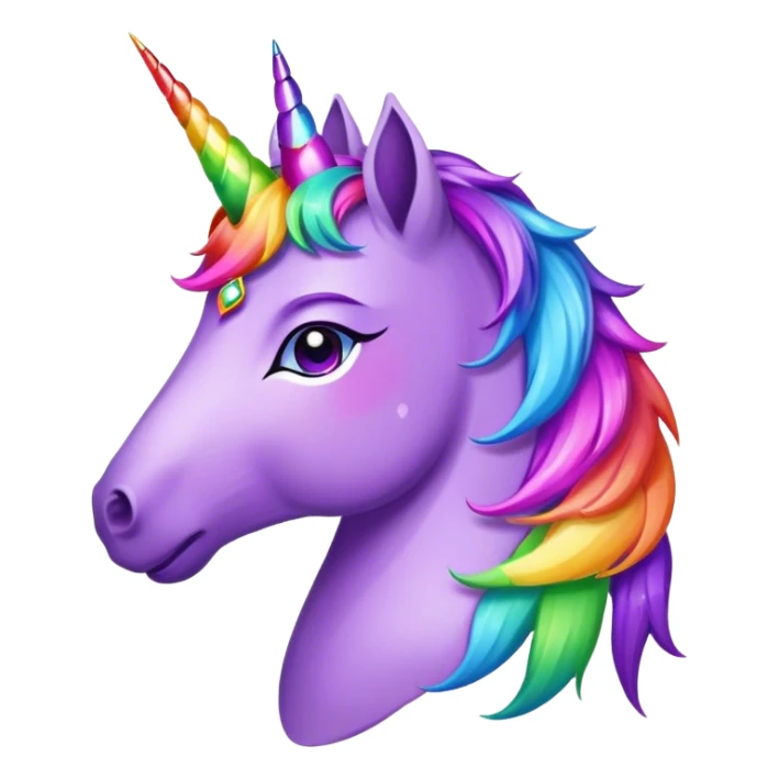 purple unicorn side profile, rainbow gemstone crown on forehead, mane made of multi-skin-tone handprints sticker