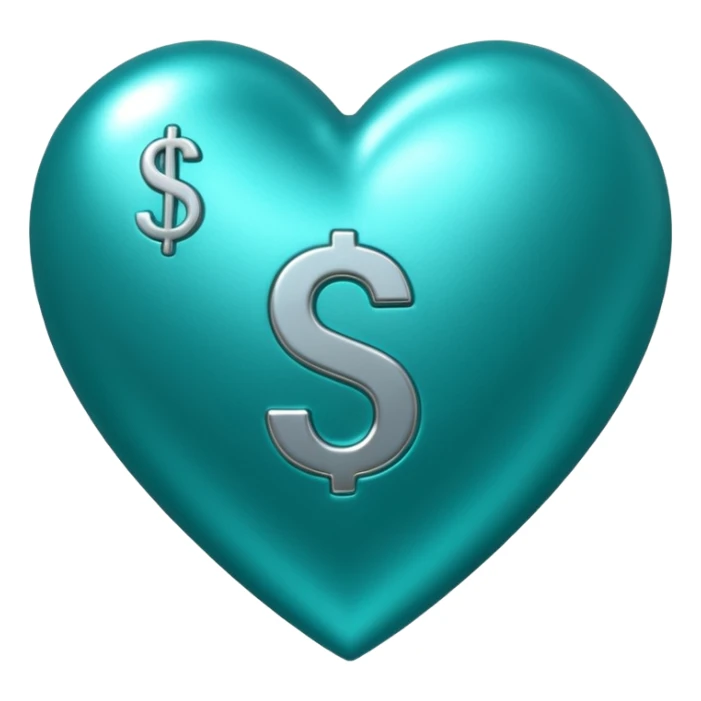 Teal heart with several dollar signs sticker