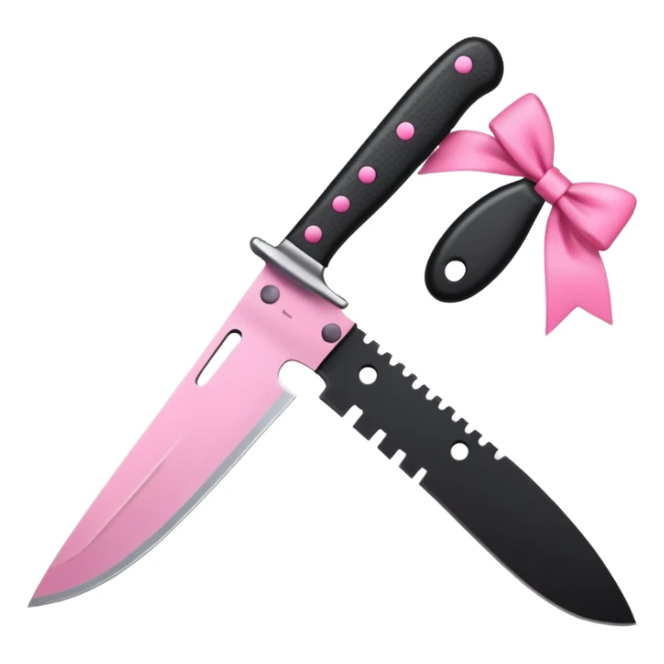 black knife with little pink bows around it sticker