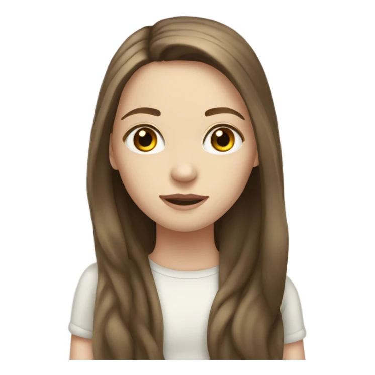 Pale girl with long brown hair hazel eyes sticker