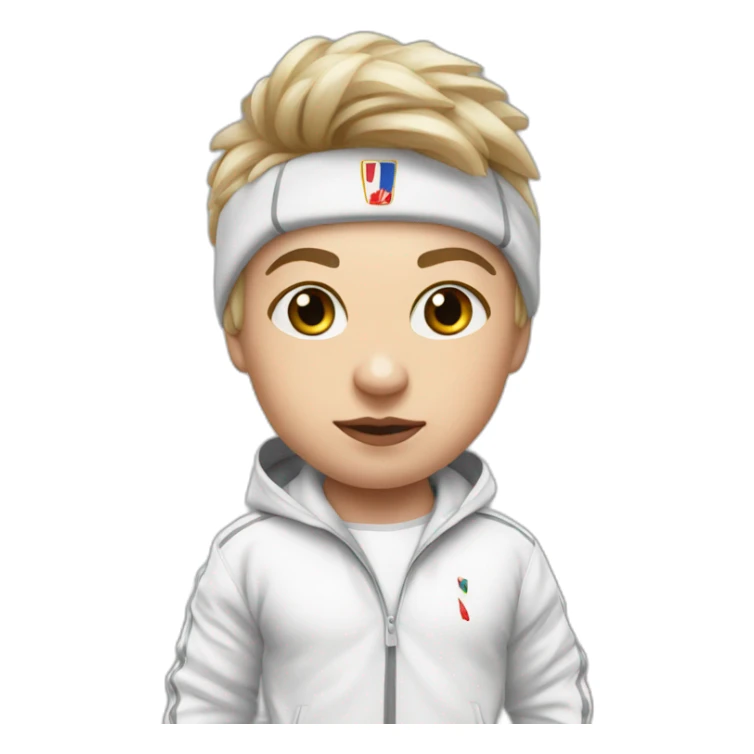 slavic midget stands in a white track suit sticker