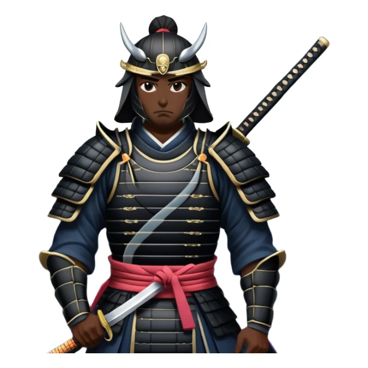 A dark samurai, black armor reflecting the moonlight, katana drawn sticker