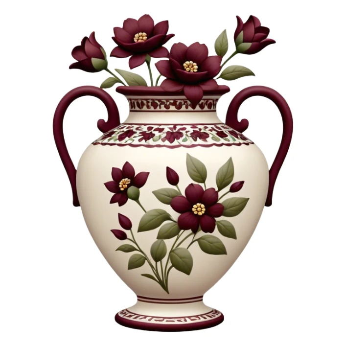 Vintage vase burgundy flowers sticker