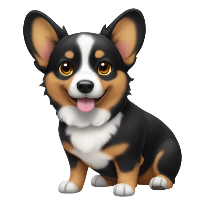 Black corgi with a cute small bow on its ear sticker