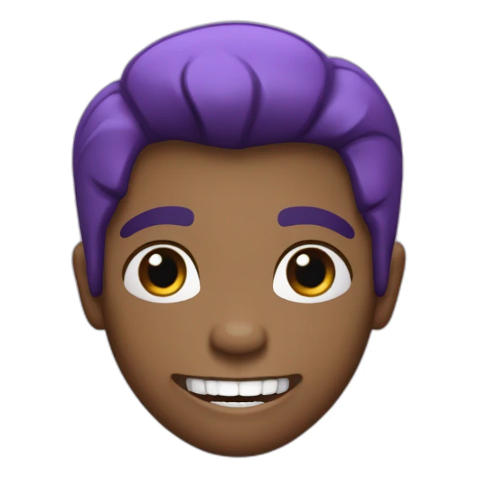 Un garçon qui sourit avec des dents de vampire les cheveux violets sticker