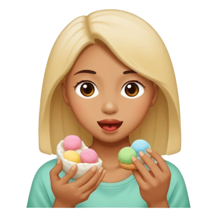 woman eating mochi sticker