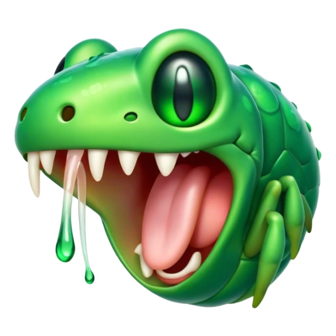 Cinematic Cute Yawning Green Bugdie Portrait Emoji, Head tilted slightly with a dramatic, wide-open yawn, showcasing a smooth, vibrant emerald exoskeleton with delicate patterns and tiny drooping antennae, round multifaceted eyes barely open in drowsy contentment, Simplified yet irresistibly adorable features, highly detailed, glowing with a soft, cozy glow, high shine, relaxed yet expressive, stylized with a touch of whimsy, bright and endearing, soft glowing outline, capturing the essence of a sleepy yet endearing insect, so drowsy it feels like it could stretch out of the screen and curl up for a nap! sticker