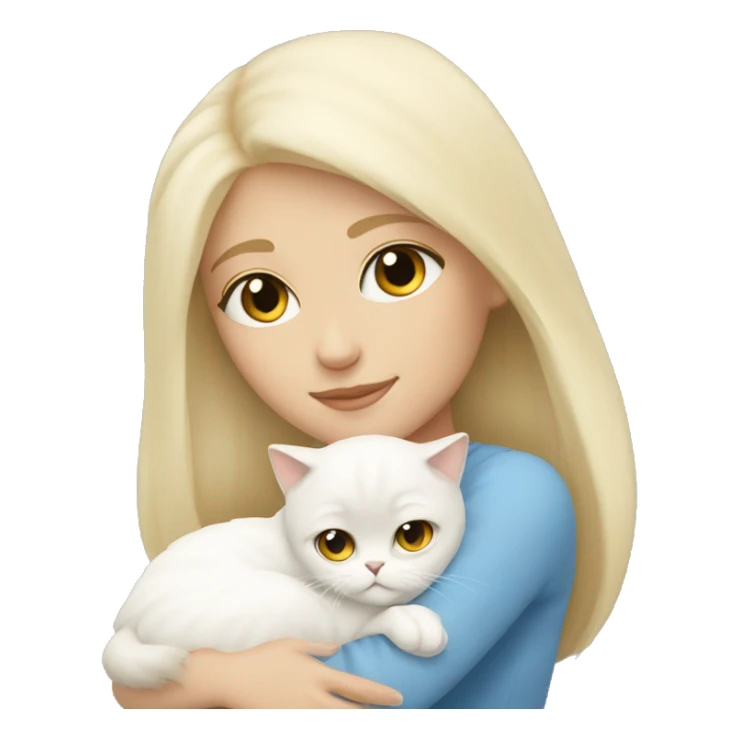 Blonde girl snuggling white Persian cat sticker