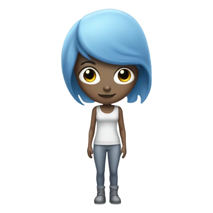 a grey alien woman full body,blue hair sticker