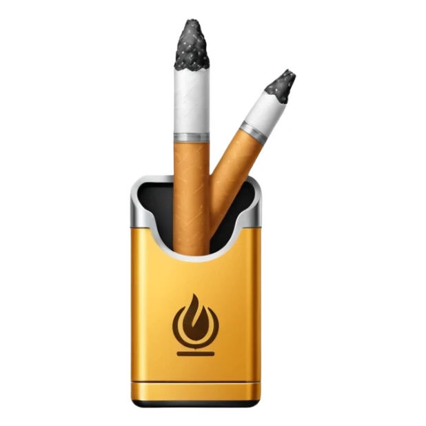 Minimalistic futuristic cigarette emoji, metallic black and white, sleek reflective surface, flat vector, high contrast, minimal design
 sticker