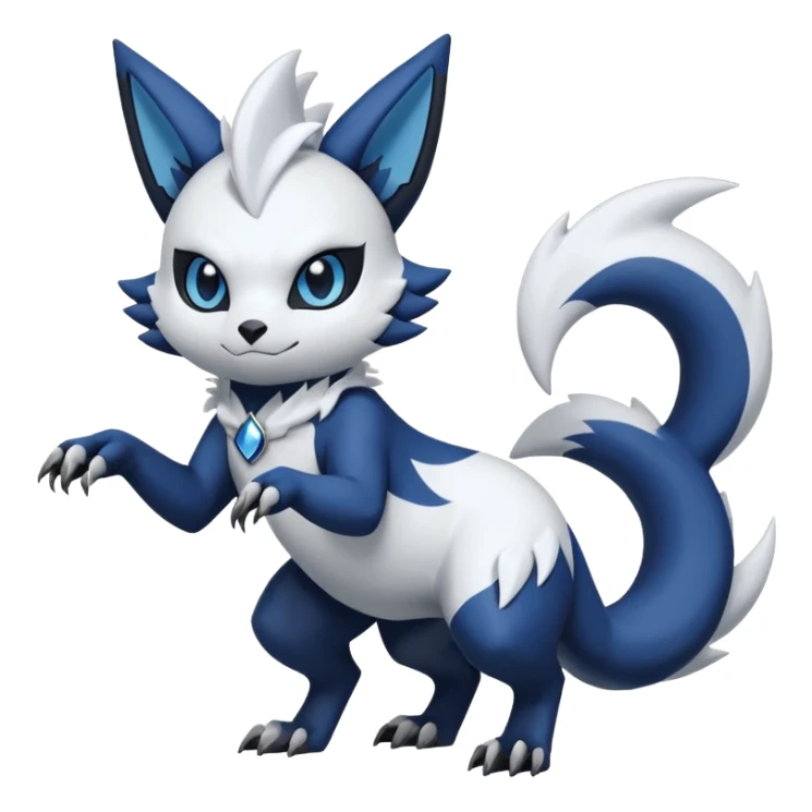 Garurumon-Meowstic-Zangoose-Absol-fusion-hybrid-creature (full body) sticker
