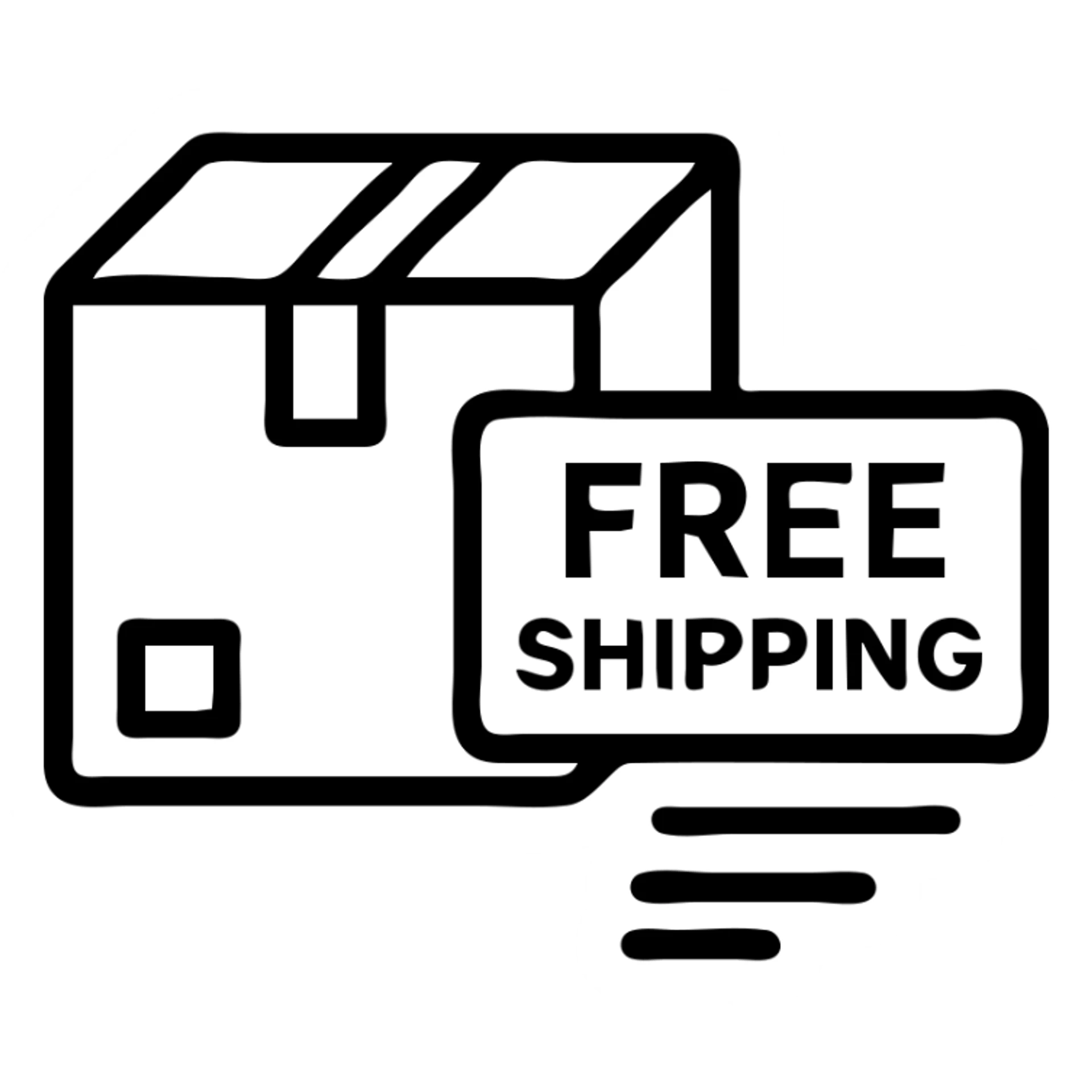 free shipping box, minimalist icon, black outline, no fill sticker