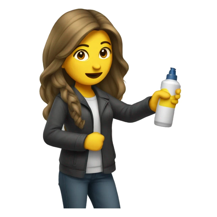 Long haired Woman spraying spray outward sticker