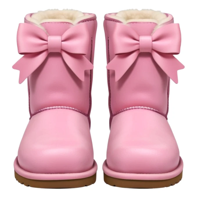 realistic pastel pink uggs with bows on the back, shoes facing the same way sticker