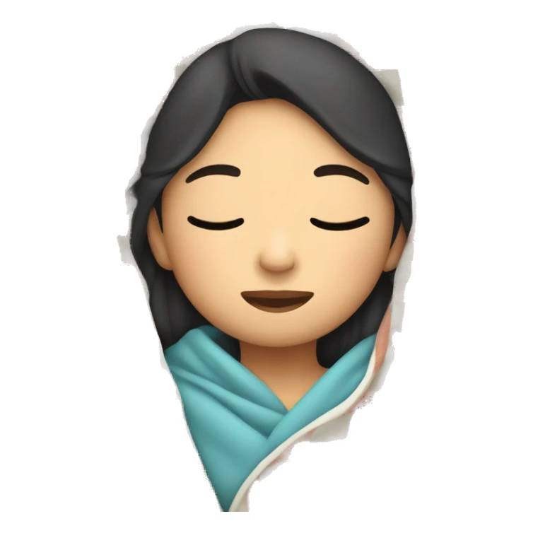 Asian girl sleeping in cozy blanket sticker