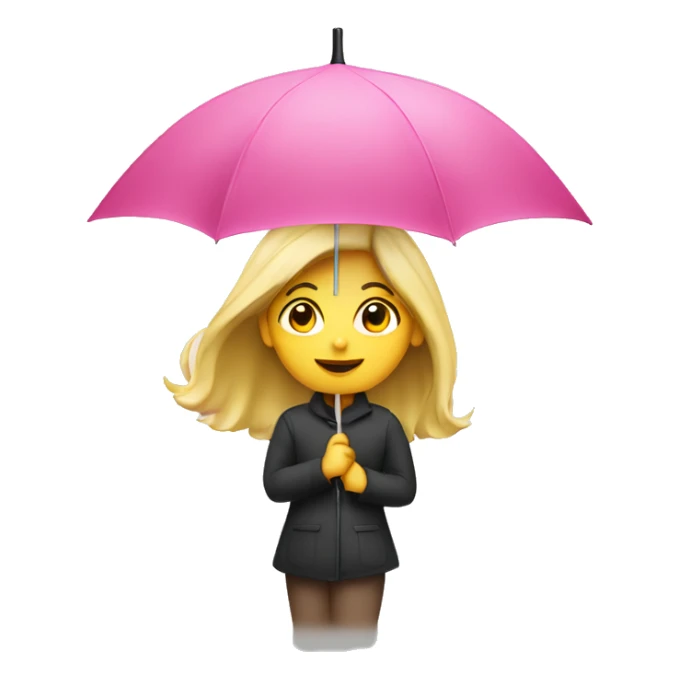 Blond girl holding pink umbrella above head sticker
