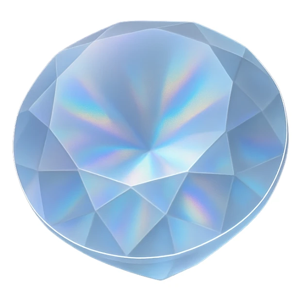 round cut white diamond with holographic effect sticker