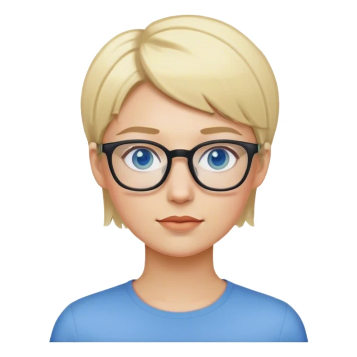 blonde designer with glasses and short blonde hair blue eyes sticker