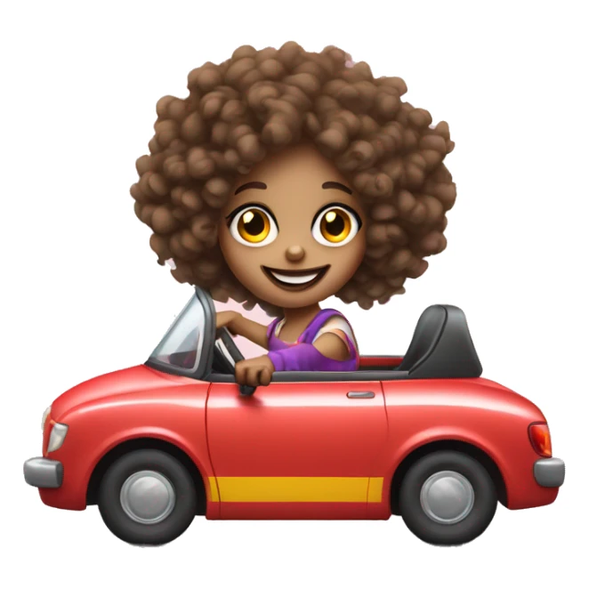 girl clown curly hair driving car sticker