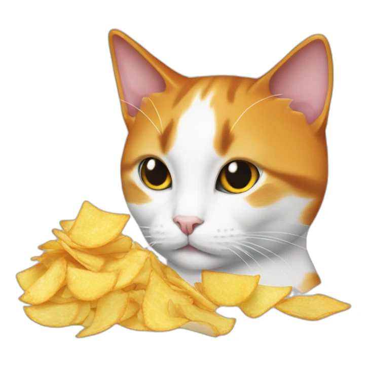 Orange and white tuxedo cat eating a bag of chips sticker