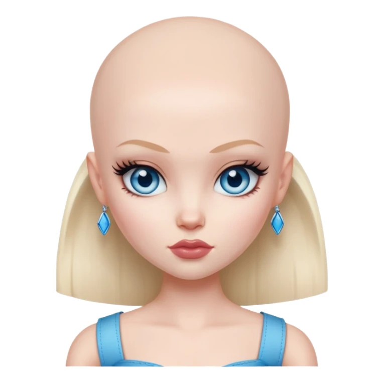 pretty bratz baddie, bald, pale skin, blue eyes sticker
