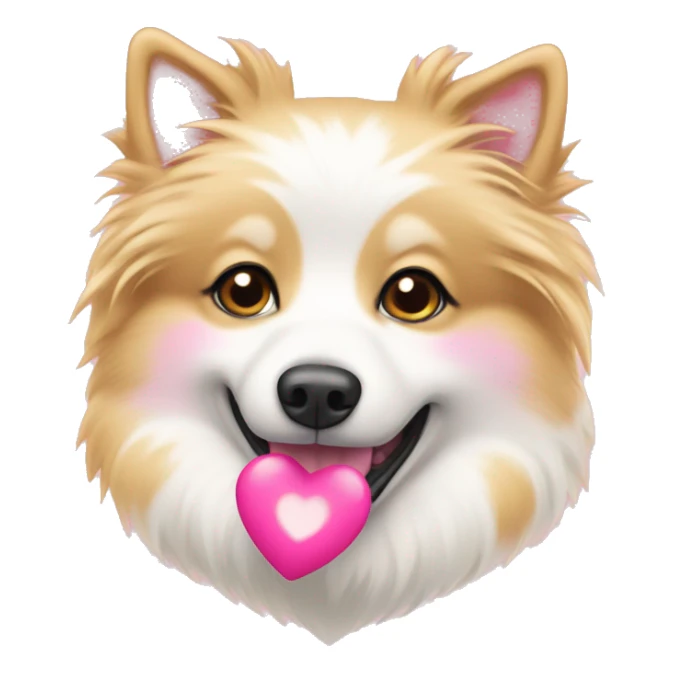 White and blonde spots spitz in a pink heart sticker