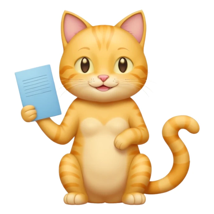 cute yellow smiling cat with full body with note and no clothes sticker