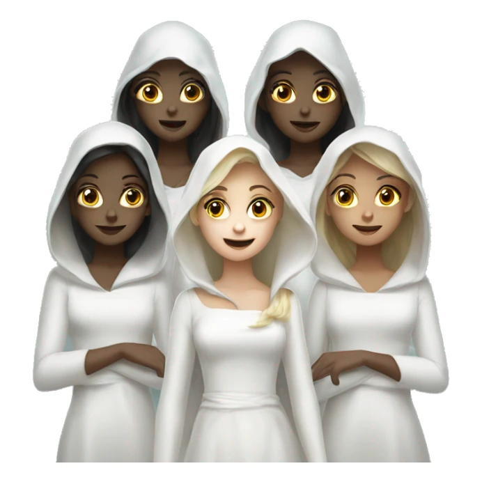 6 Caucasian girls in ghost costumes sticker