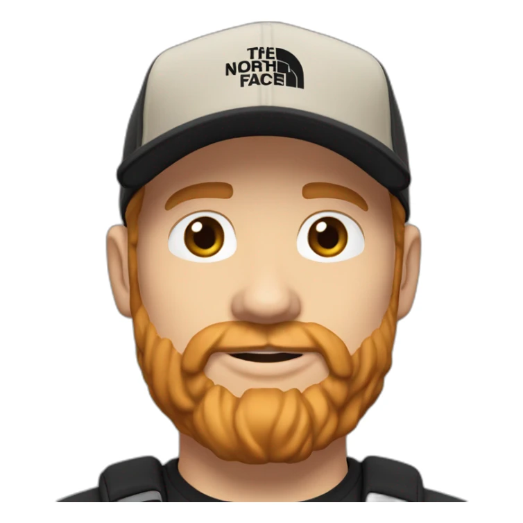 35 years old man with black the north face cap a tshirt little ginger beard and dark blond short hair sticker
