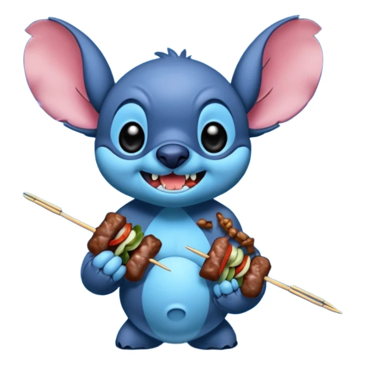 Stitch eating meta on skewers sticker