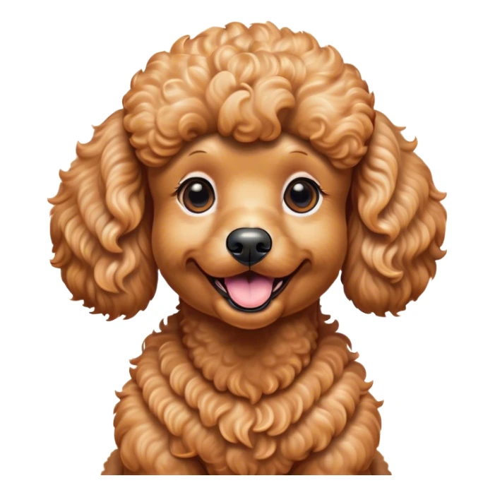 Cinematic Comical Apricot Poodle Portrait Emoji, Head tilted dramatically with an exaggeratedly amused expression, featuring a glossy, curly apricot Fur with a vibrant sheen, wide, expressive warm eyes filled with playful disbelief, Simplified yet hilariously expressive features, highly detailed, glowing with a slightly sassy glow, high shine, dramatic yet playful, stylized with an air of cheeky mischief, bright and endearing, soft glowing outline, capturing the essence of a spirited and over-the-top companion, so meme-worthy it feels like it could side-eye its way into internet fame instantly! sticker