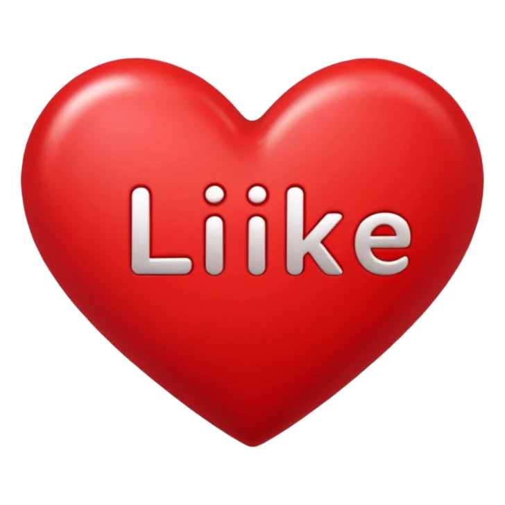 the inscription "like" with a red heart  sticker