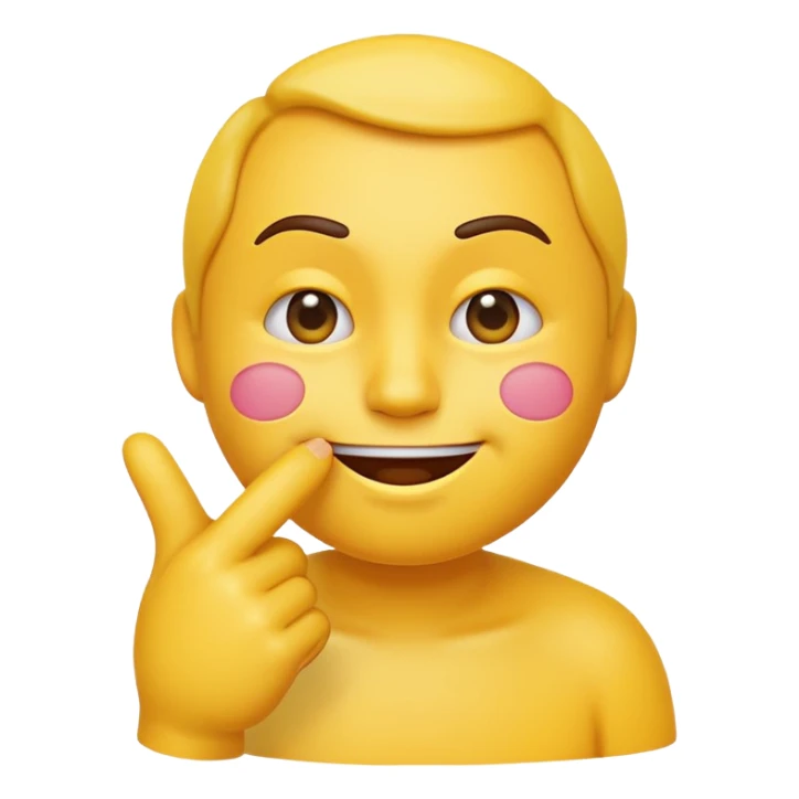 Smiling emoji with one finger in its mouth looking guilty  sticker