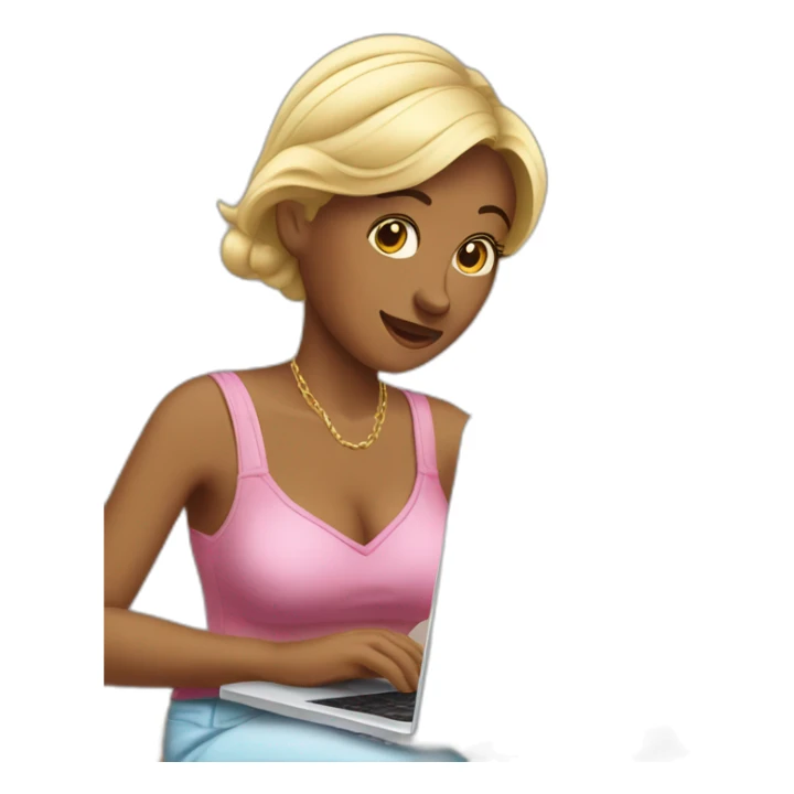 House wife doing online work from home on laptop sticker