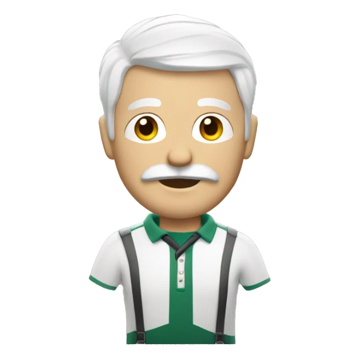 Man with white hair and mustache in golf outfit sticker