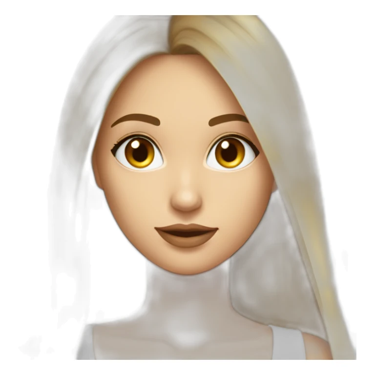 Femme blonde avec les yeux marrons cheveux long lisse sticker