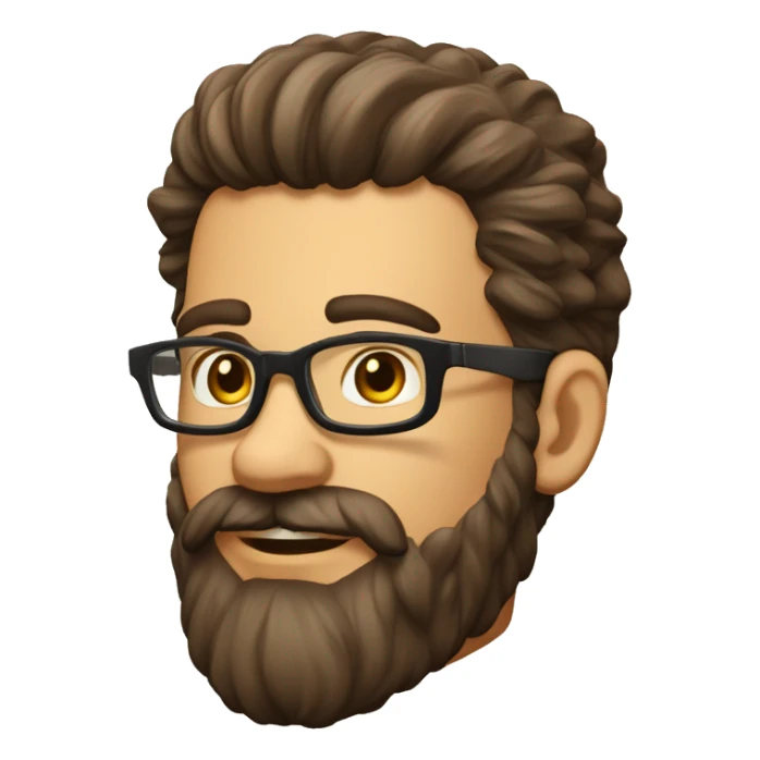 Homme Cheveux mi-long brun lunette barbe courte sticker