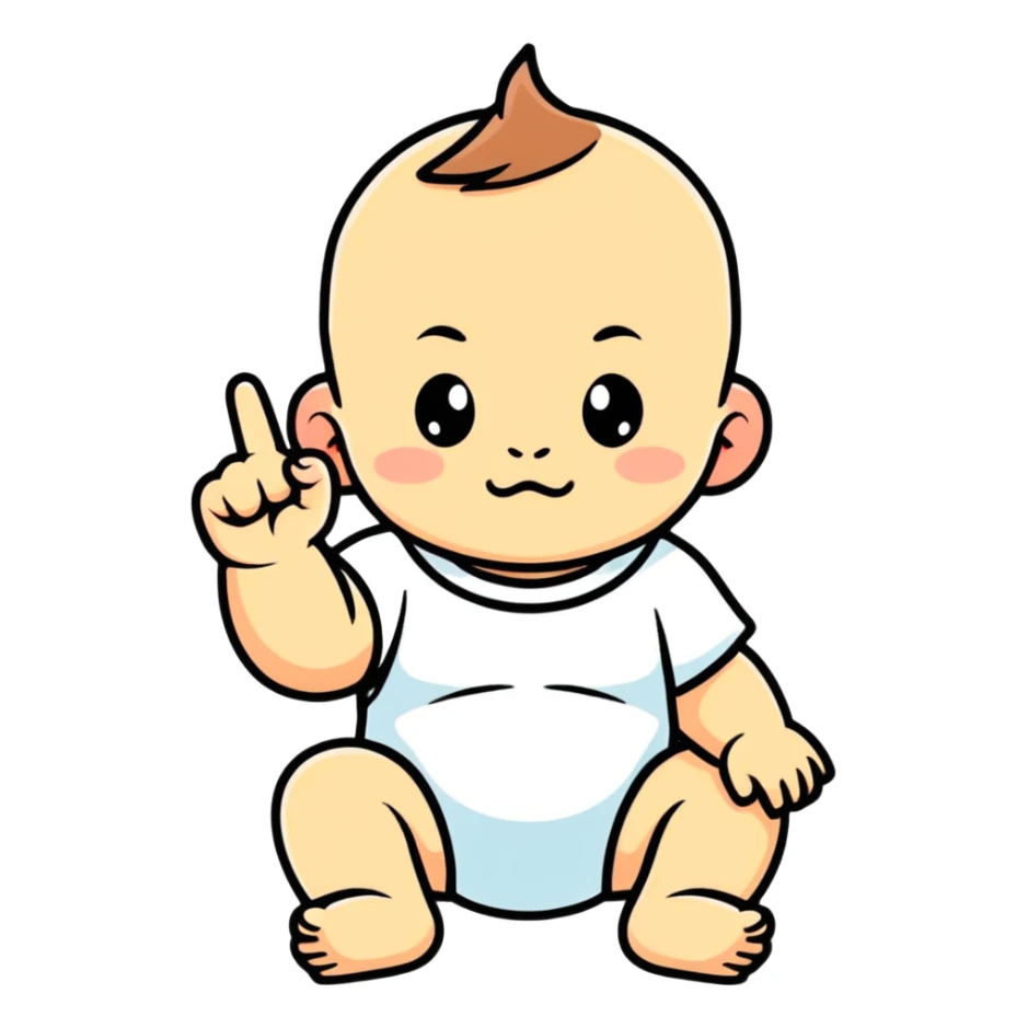 baby with middle finger up sticker