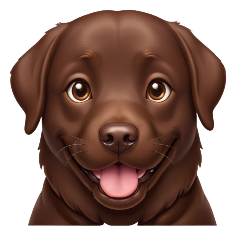 Cinematic Comical Chocolate Labrador Portrait Emoji, Head tilted dramatically with an exaggeratedly amused expression, featuring a glossy chocolate Fur with a rich, radiant finish, wide, expressive brown eyes filled with playful disbelief, Simplified yet hilariously expressive features, highly detailed, glowing with a slightly sassy glow, high shine, dramatic yet playful, stylized with an air of cheeky mischief, bright and endearing, soft glowing outline, capturing the essence of a spirited and over-the-top companion, so meme-worthy it feels like it could side-eye its way into internet fame instantly! sticker