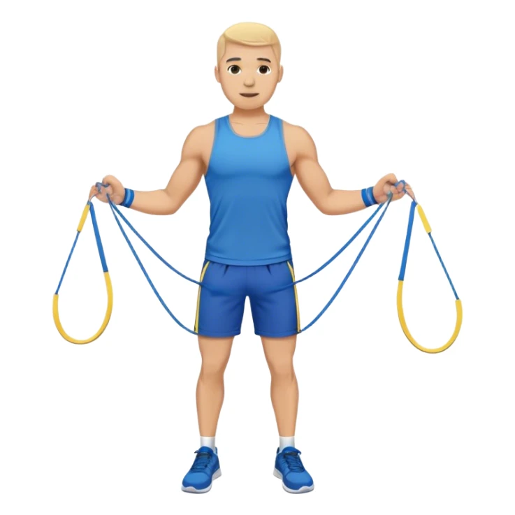 fit man with blue shorts resistance bands exercises sticker