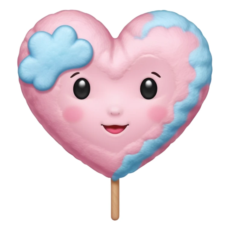 Cotton Candy, Heart-Shaped Cotton Candy – soft pink heart form with sparkle  sticker