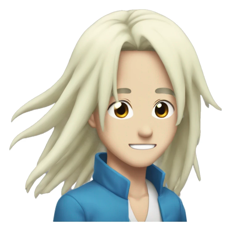 man with long blue hair aoba seragaki sticker