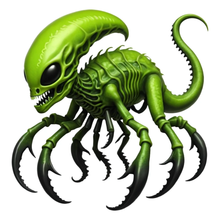 Toxic Chartreuse-Green Slime-Glossed Acid-Patterned Venom-Duskull-Xenomorph-hybrid-creature (full body) sticker
