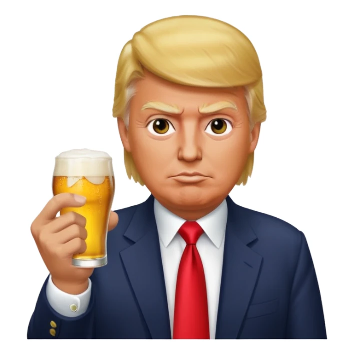 Donald trump holding up a middle finger with a Busch apple lite beer sticker