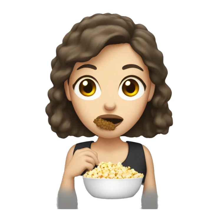 White brunette woman putting popcorn in her mouth sticker