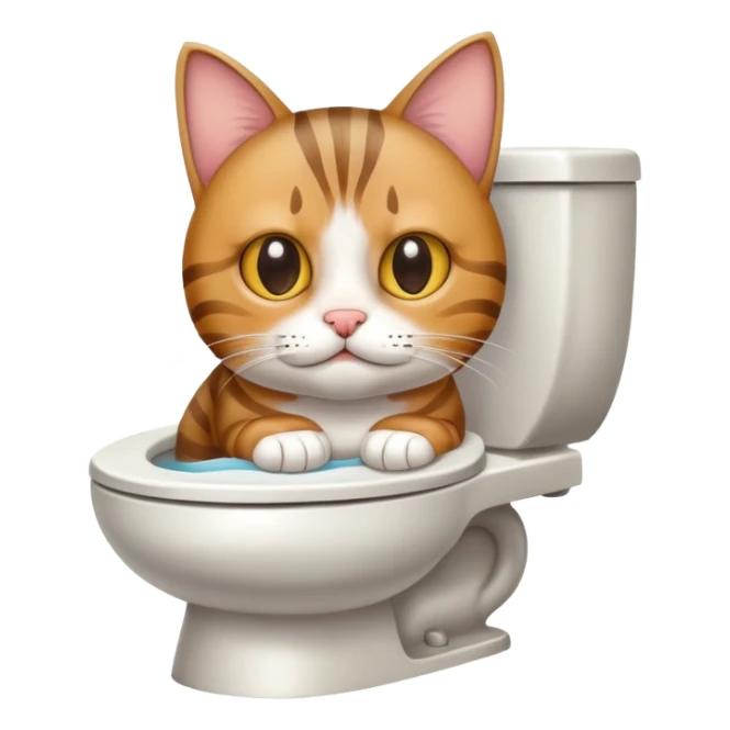 a cat pooping on the toilet sticker